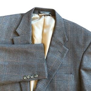 Haspel Vicuna Glen Plaid Lambswool Blazer Jacket Coat Brown Multi Heritage 42R